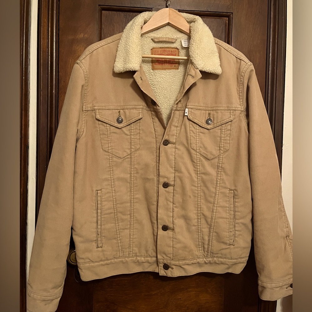 Levi’s Corduroy Sherpa Trucker Jacket Medium Tan Beige